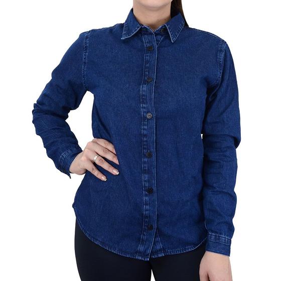 Imagem de Camisa Feminina Recuzza Jeans Azul Escuro - 1062