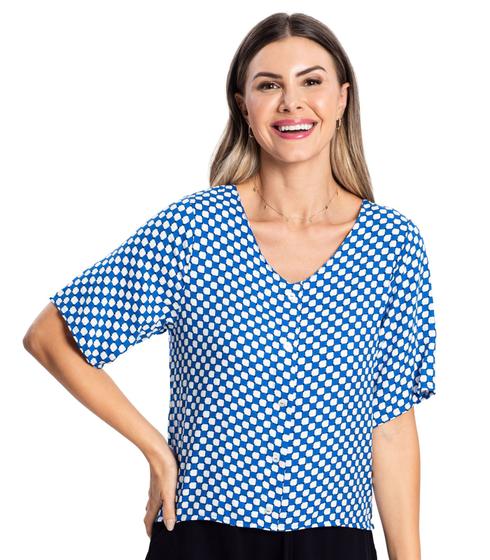 Imagem de Camisa Feminina Viscose Creponada Rovitex Azul