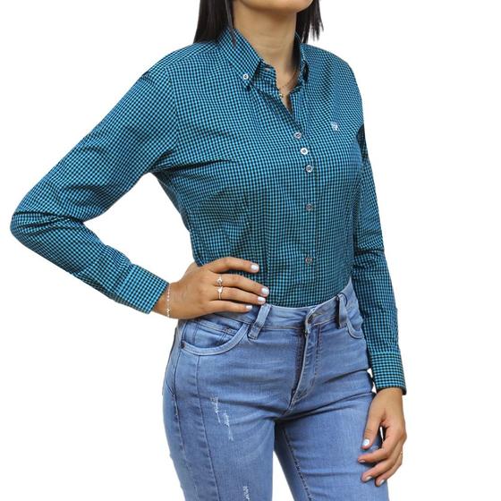 Imagem de Camisa Feminina Xadrez Cowboy Winner Azul  Manga longa 34374