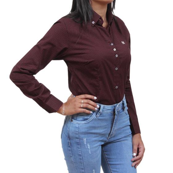 Imagem de Camisa Feminina Xadrez Cowboy Winner Vinho Manga Longa 34375