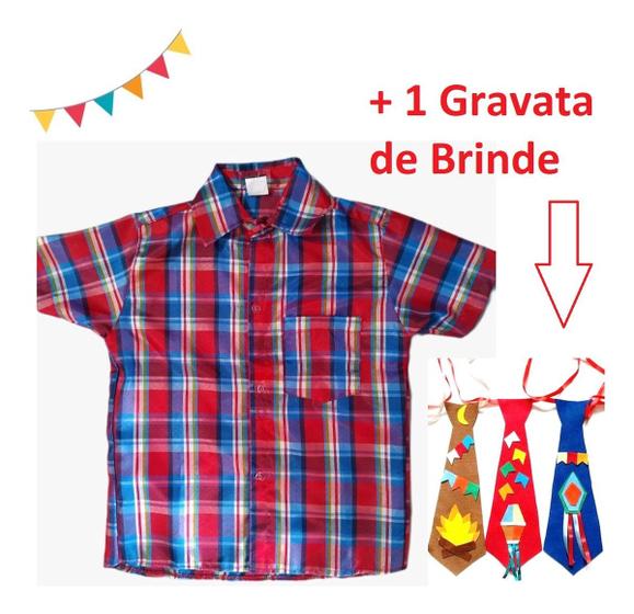 Imagem de Camisa Festa Junina Infantil Manga Curta + 1 Gravata Mister Caipirinha Luxo Moderno