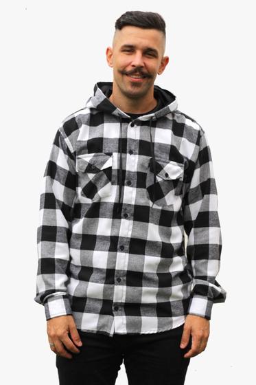 Imagem de Camisa flanela xadrez adulto masculina com capuz