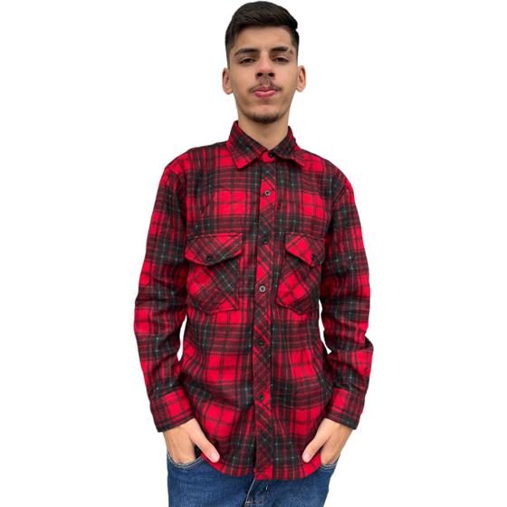 Imagem de Camisa Flanelada Xadrez Masculina Manga Longa Lenhador