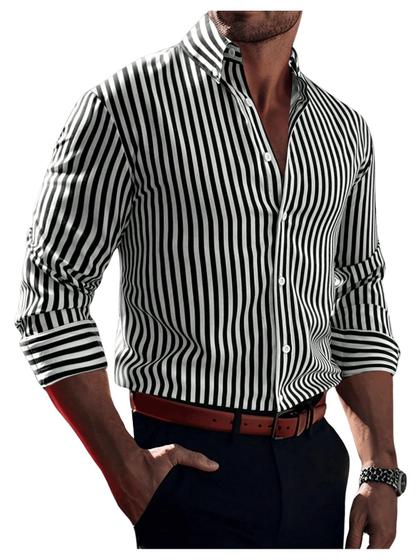 Imagem de Camisa Floerns Listrada com Botões - Manga Comprida
