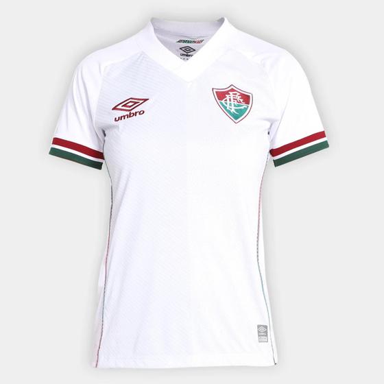 Camisa Fluminense II 21/22 Umbro Feminina - Branco+Verde Menor preço em Camisa Fluminense II 21/22 Umbro Feminina - Branco+Verde
