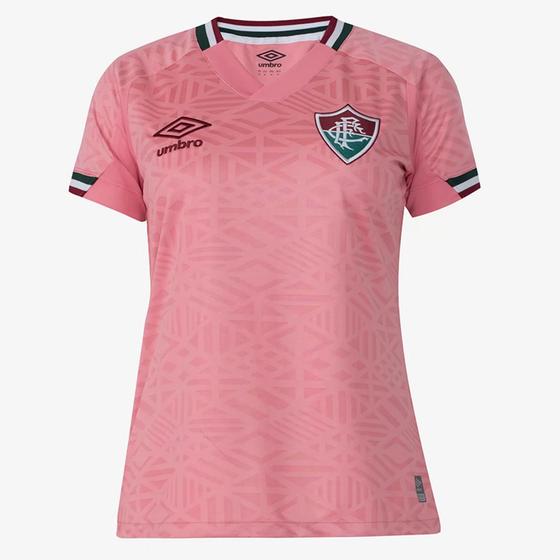 Camisa Fluminense Outubro Rosa 22/23 s/n Torcedor Umbro Feminina - Rosa Menor preço em Camisa Fluminense Outubro Rosa 22/23 s/n Torcedor Umbro Feminina - Rosa