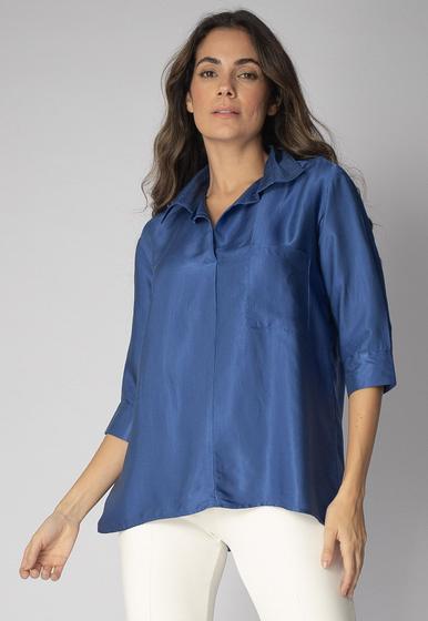 Imagem de Camisa Gaiúba Ampla Viscose Azul Bic