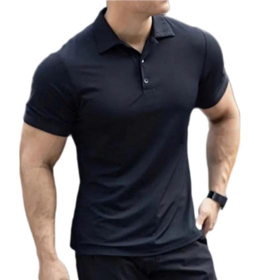 Imagem de Camisa Gola Polo Classic Piquet Masculina Básica Casual Polo Ótima qualidade Black&White