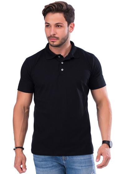 Imagem de Camisa gola polo masculina adulto lisa básica Algodão com poliéster modelo slim