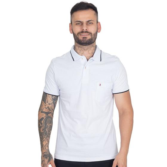 Imagem de Camisa Gola Polo Masculina Algodão C/ Bolso Manga Curta Lisa