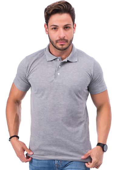 Imagem de Camisa Gola Polo Masculina Cinza Básica Lisa