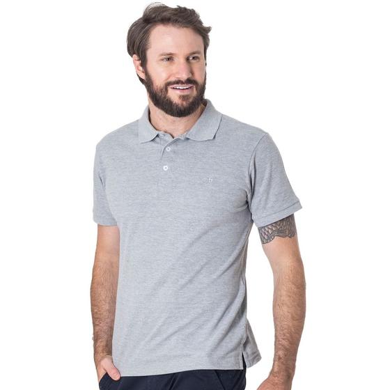 Imagem de Camisa Gola Polo Masculina Piquet Lisa Bordado Manga Curta