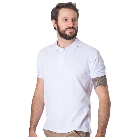 Imagem de Camisa Gola Polo Masculina Piquet Lisa Bordado Manga Curta