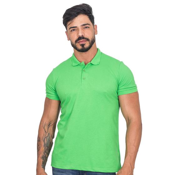 Imagem de Camisa Gola Polo Masculina Piquet Lisa Slim Manga Curta