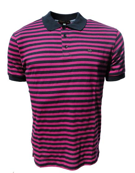 Imagem de Camisa Gola Polo Masculina Slim Fit Malha 100% Algodão Penteado Premium - Tecido Listrado Encorpado