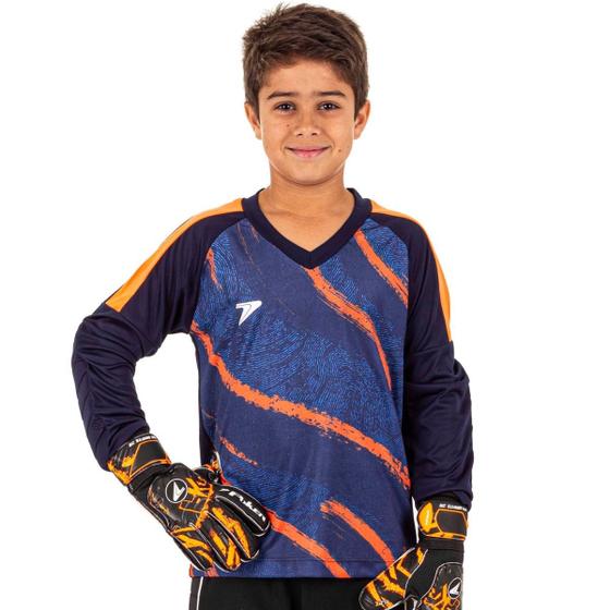 Imagem de Camisa Goleiro Futebol Futsal Poker Juvenil infantil menino com protecao cotovelos