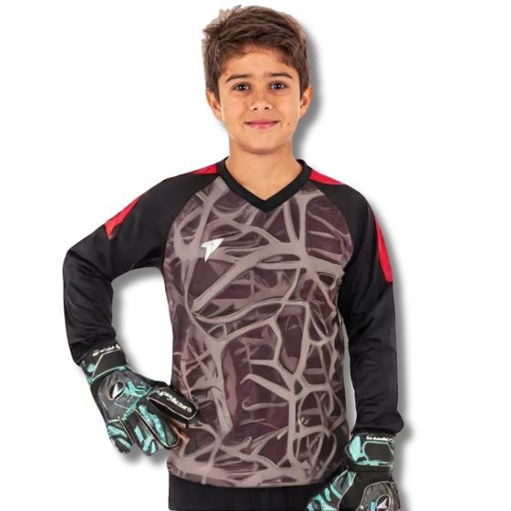 Imagem de Camisa Goleiro Infantil Junvenil Poker Manga Longo Com Proteção Espuma Cotovelos