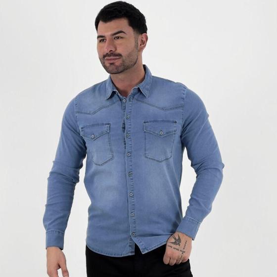 Imagem de Camisa Gpoint Jeans Manga Longa Slim Masculina