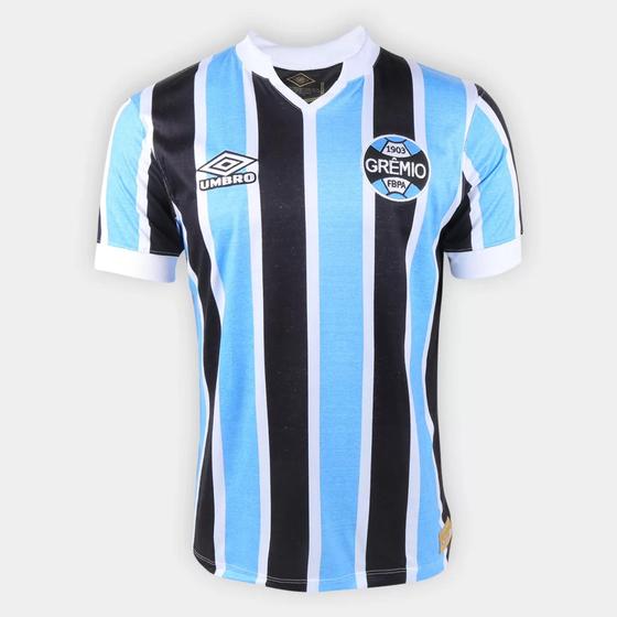 Camisa Grêmio I 1981 Edição Especial Umbro Masculina - Azul+Preto Menor preço em Camisa Grêmio I 1981 Edição Especial Umbro Masculina - Azul+Preto