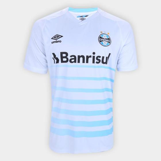 Camisa Grêmio II 21/22 Torcedor Umbro Masculina - Branco+Azul - P Menor preço em Camisa Grêmio II 21/22 Torcedor Umbro Masculina - Branco+Azul - P