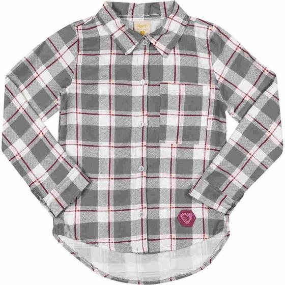 Imagem de Camisa Infantil Feminina Angerô Flanelada Xadrez Cor Cinza