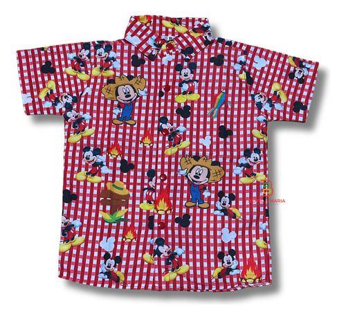 Imagem de Camisa Infantil Festa Junina Xadrez Mickey Mouse Caipira