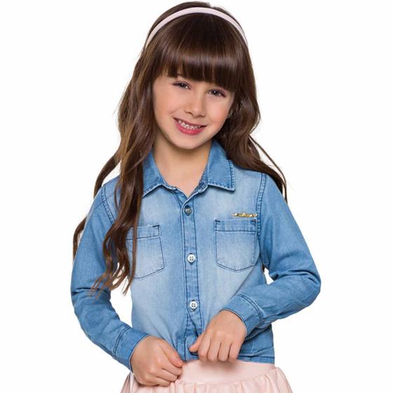 cafeteria Induce domain Camisa infantil jeans milon feminina ref:12280 1/3 - Camisa Infantil -  Magazine Luiza