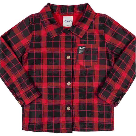 Imagem de Camisa Infantil Masculina Angerô Flanelada Xadrez na cor Vermelha