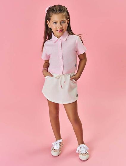 Imagem de Camisa Infantil Menina Tutti-Frutti Estampa Costas Rosa Mundo Cinti