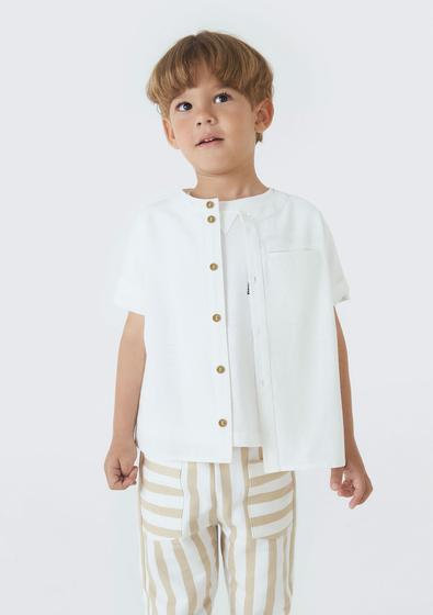 Imagem de Camisa Infantil Menino Toddler Com Linho E Gola Portuguesa