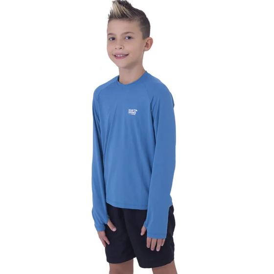 Imagem de Camisa Infantil Pesca Poliamida Uv Mar Negro - Azul Bic - Tam 3