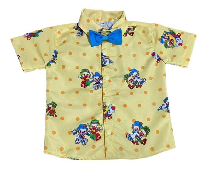 Imagem de Camisa Infantil Social Palhaço Patati Patata Circo + Gravata