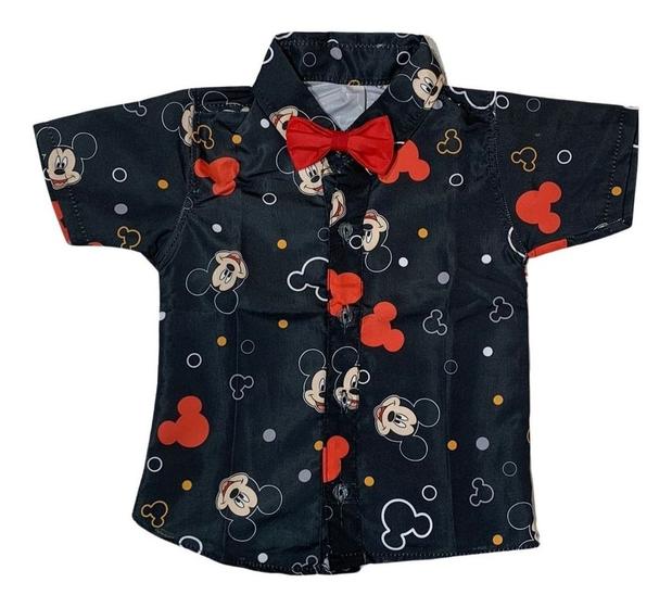 Imagem de Camisa Infantil Temática Ratinho Mouse Preto + Gravata