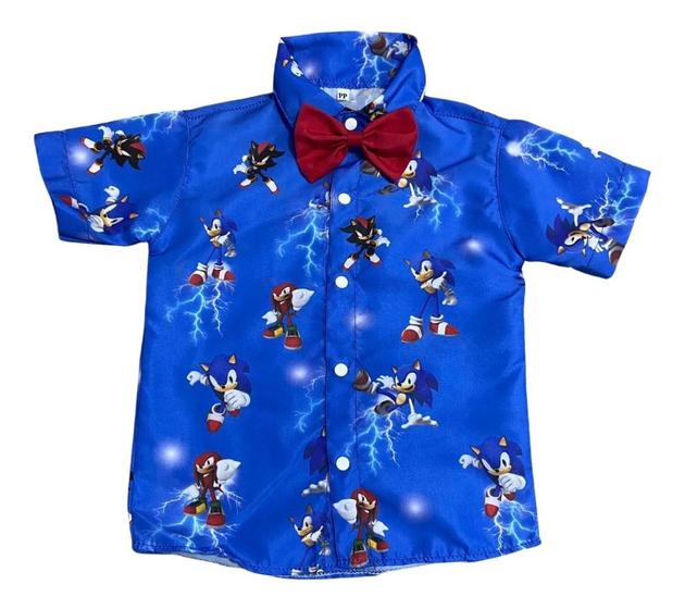 Imagem de Camisa Infantil Temática Sonic + Gravata