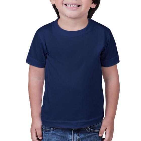 Imagem de camisa infantil unissex básica 100% algodão premium azul marinho