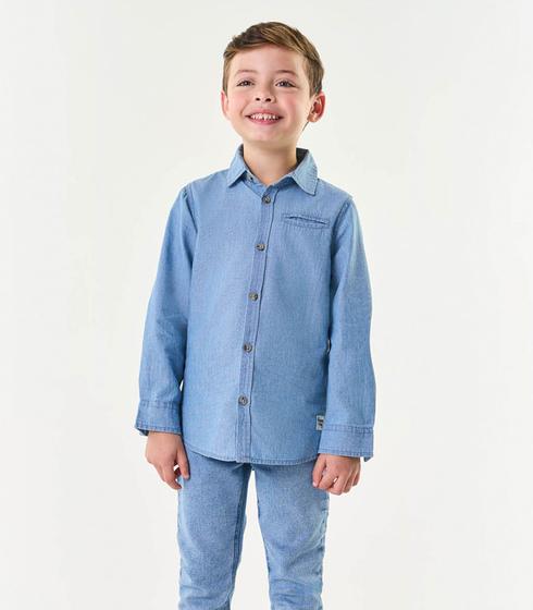 Imagem de Camisa Jeans Infantil Masculina Trick Nick Cinza