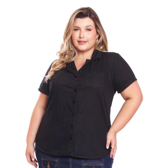 Imagem de Camisa Jeans Liocel Feminina Plus Size