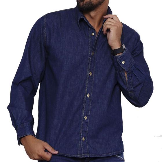 Imagem de Camisa Jeans Manga Longa Masculina RI19 - 93731