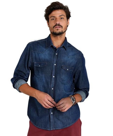 Imagem de Camisa Jeans Masculina Índigo - Modelagem Americana - Lançamento