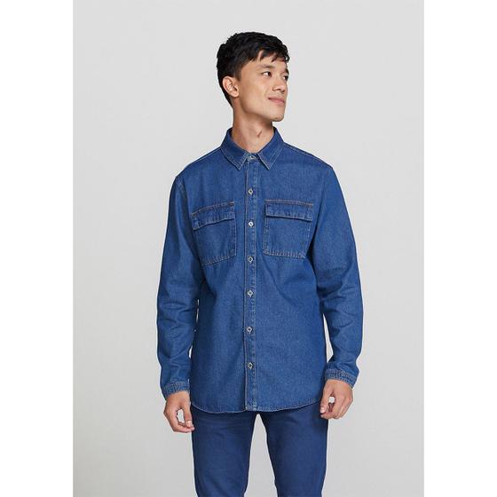 Camisa Jeans Masculina Overshirt Menor preço em Camisa Jeans Masculina Overshirt