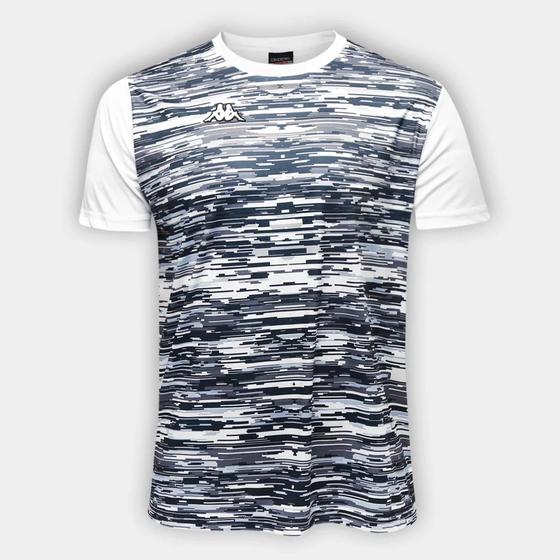Camisa Kappa Jenner Mescla Masculino - Branco+Cinza Menor preço em Camisa Kappa Jenner Mescla Masculino - Branco+Cinza