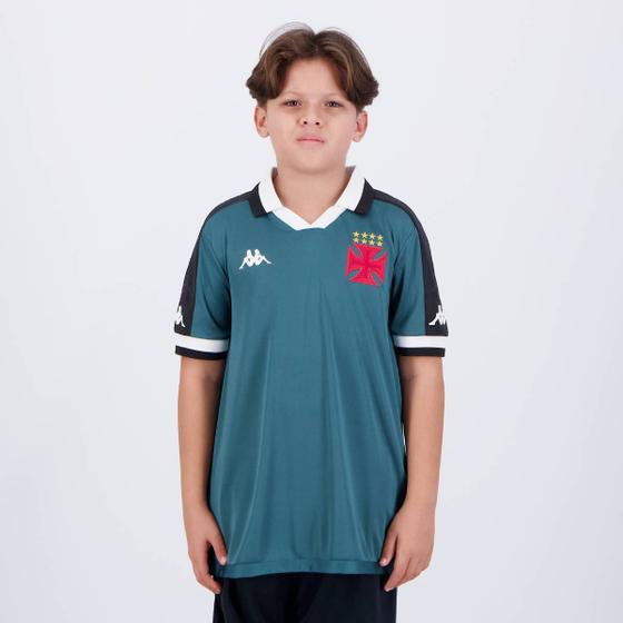 Imagem de Camisa Kappa Vasco Goleiro 2024 Azul Petróleo Juvenil