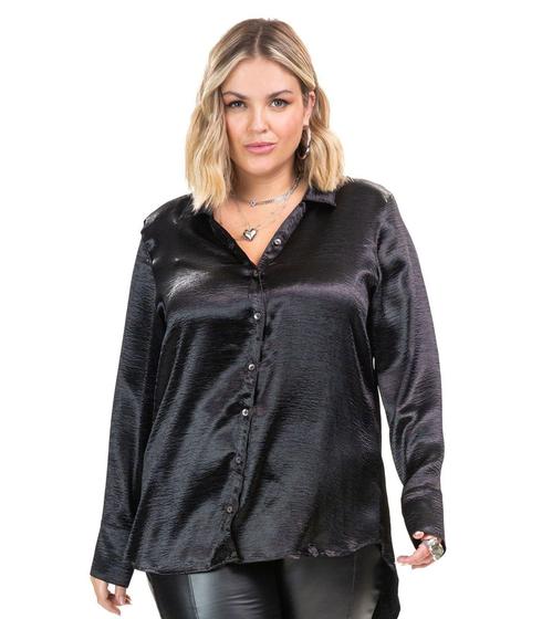 Imagem de Camisa Manga Longa Air Flow Metalizado Secret Glam Preto