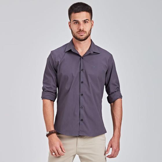 Imagem de Camisa Manga Longa Docthos Slim Tricoline C/ Elastano Liso