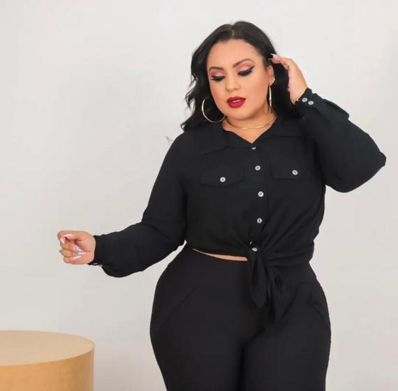 Imagem de Camisa manga longa  Mirela em viscose  PLUS size disponível nos tamanhos G1,G2 e G3 cores variadas