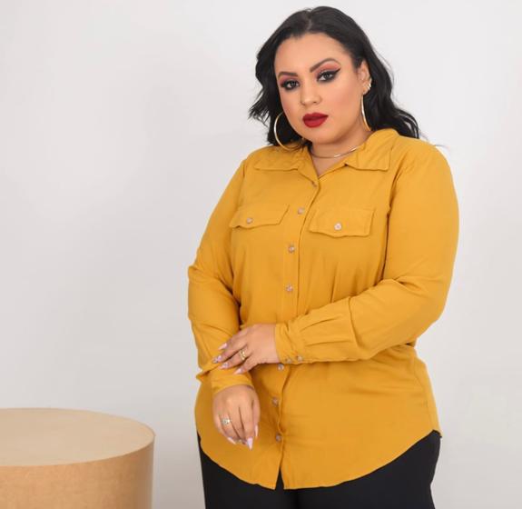 Imagem de Camisa manga longa  Mirela em viscose  PLUS size disponível nos tamanhos G1,G2 e G3 cores variadas