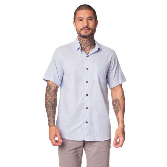 Imagem de Camisa Masculina Amil Comfort Ciano Manga Curta Azul Claro