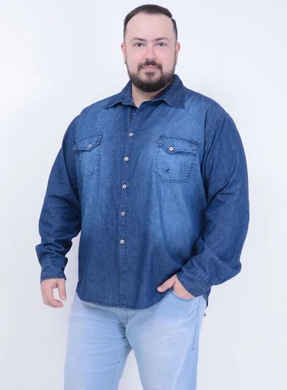 Camisa Masculina Attribute Jeans Plus Size Stone Menor preço em Camisa Masculina Attribute Jeans Plus Size Stone