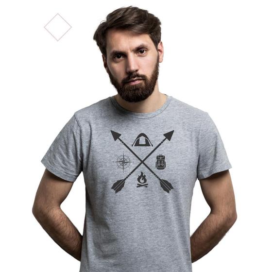 Imagem de Camisa Masculina Cinza Poliester Elementos Camping - Camisa Masculina Cinza - Camisa Acampamento