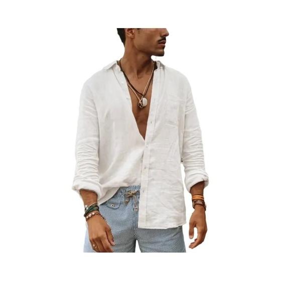 Imagem de Camisa Masculina De Manga Comprida Casual Oversized Solta Ajuste Regular Primavera Verão Blusa